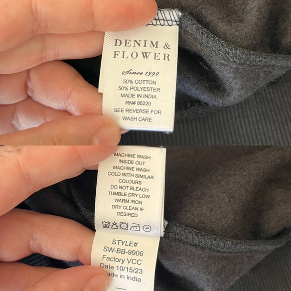 NWT Denim & Flower Unisex Varsity Fleece Sweatshirt 11/12 - Picture 10 of 10